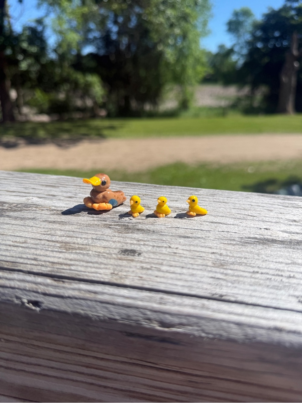 Miniature Duck Family Figurines - Yellow and Brown